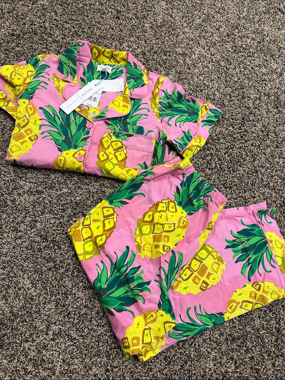 BedHead Pink & Yellow Pineapple Pajama Set